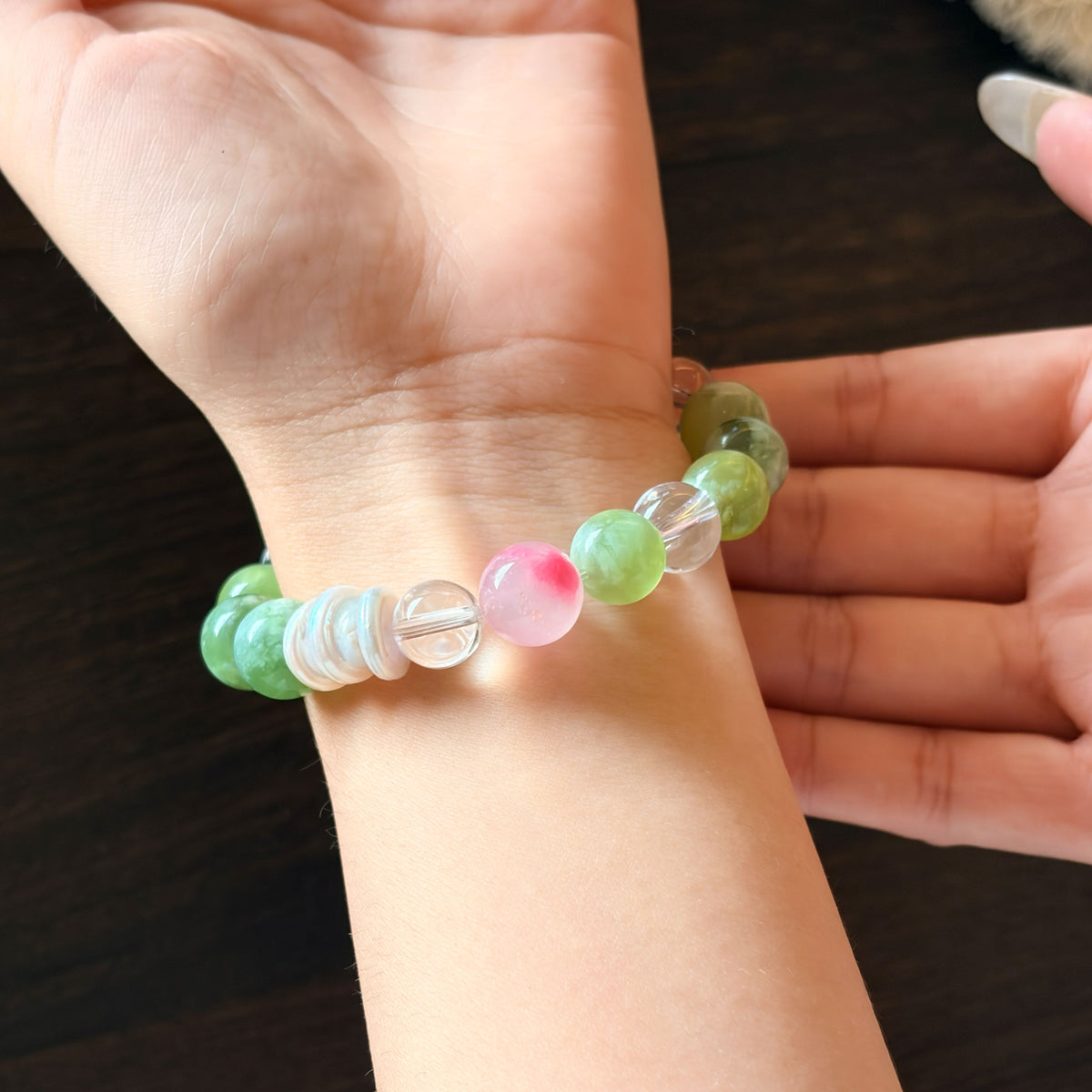 Natural Xiuyan Jade, Rhodonite & Clear Quartz Bracelet | Love, Harmony & Emotional Balance | Inspired by Eastern Wisdom