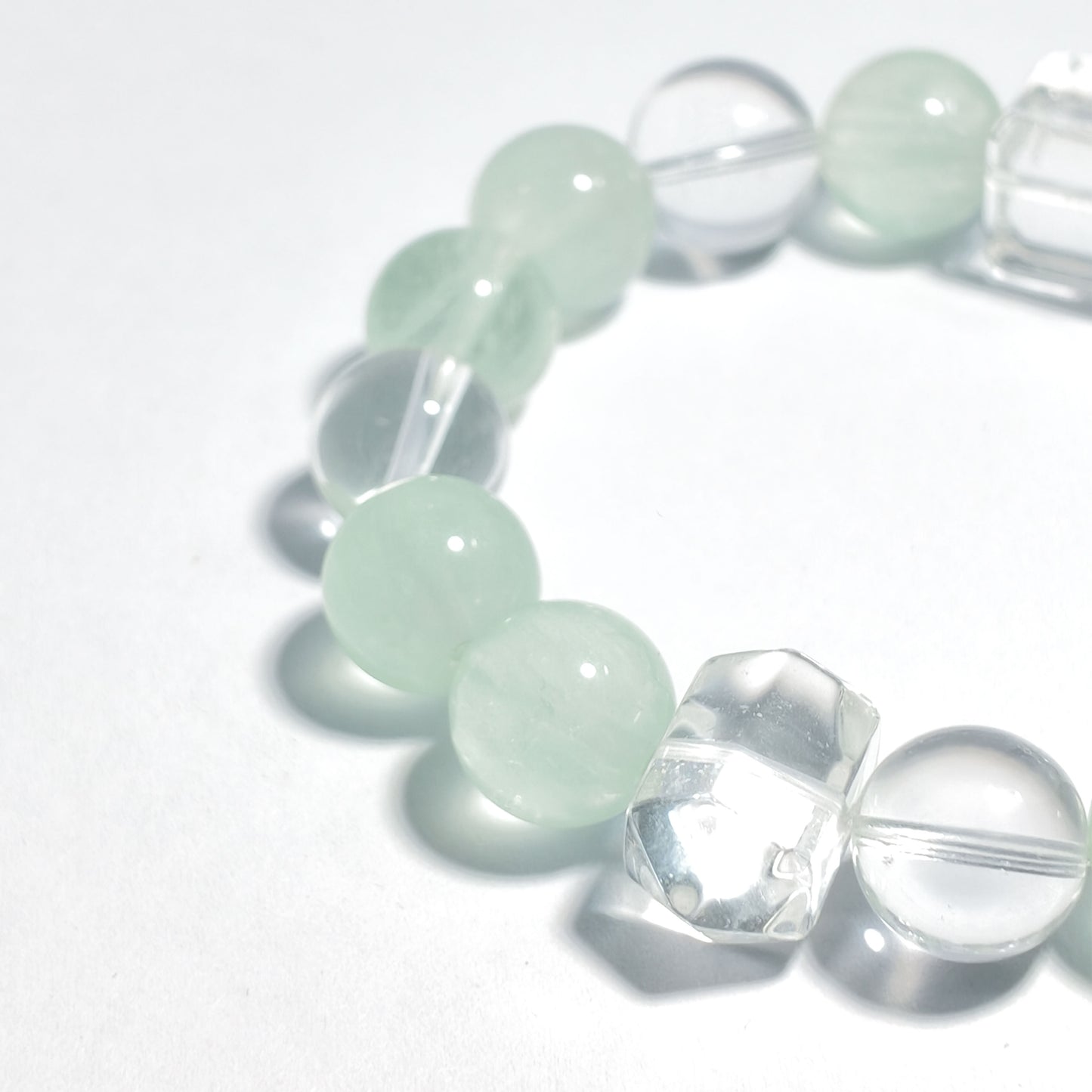Green Fluorite & Clear Quartz Bracelet – Growth, Harmony & Protection Crystal Jewelry| Inspired by Eastern Wisdom