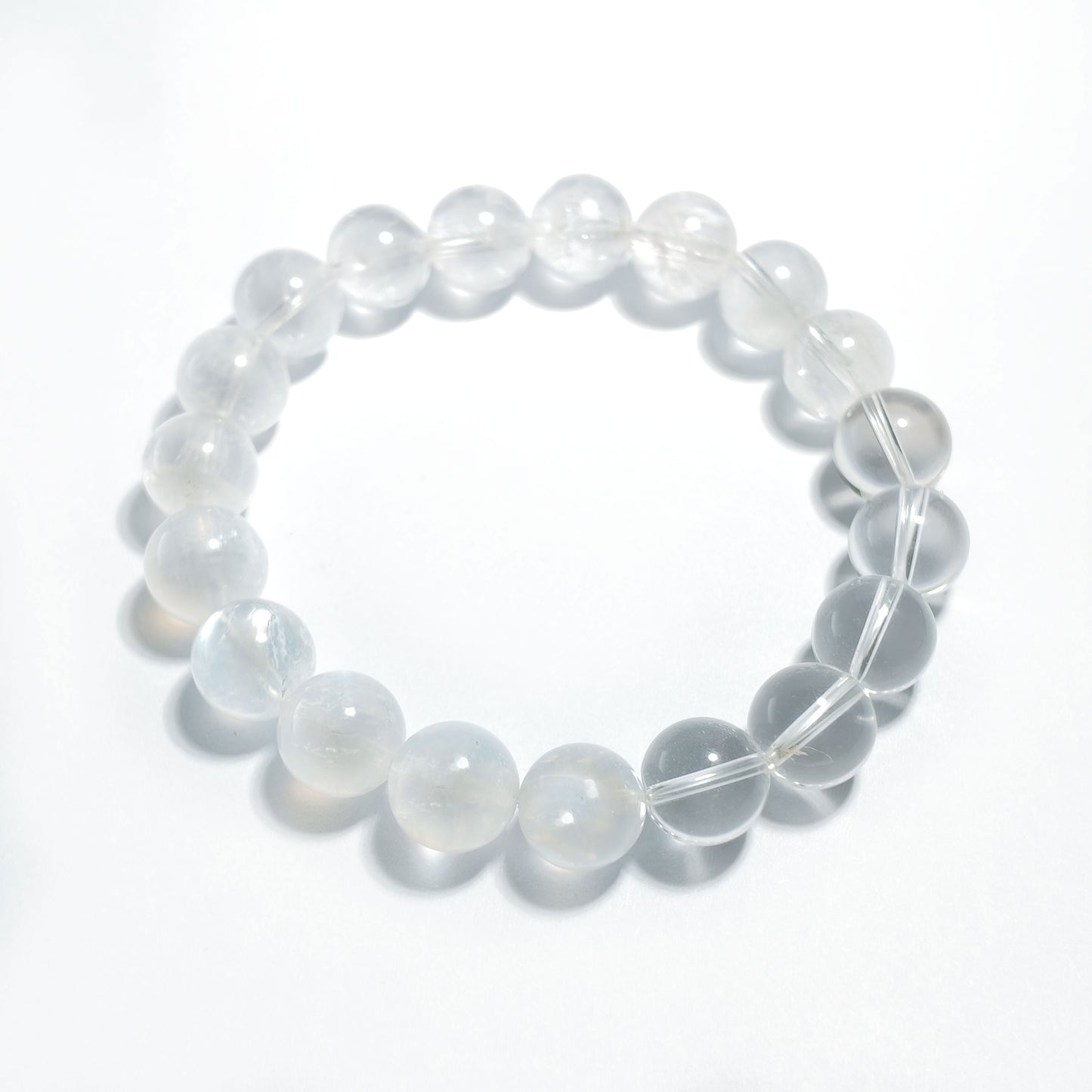 Natural Clear Quartz, White Phantom Quartz & Moonstone Bracelet | Purity, Growth & Inner Balance | Inspired by Eastern Wisdom