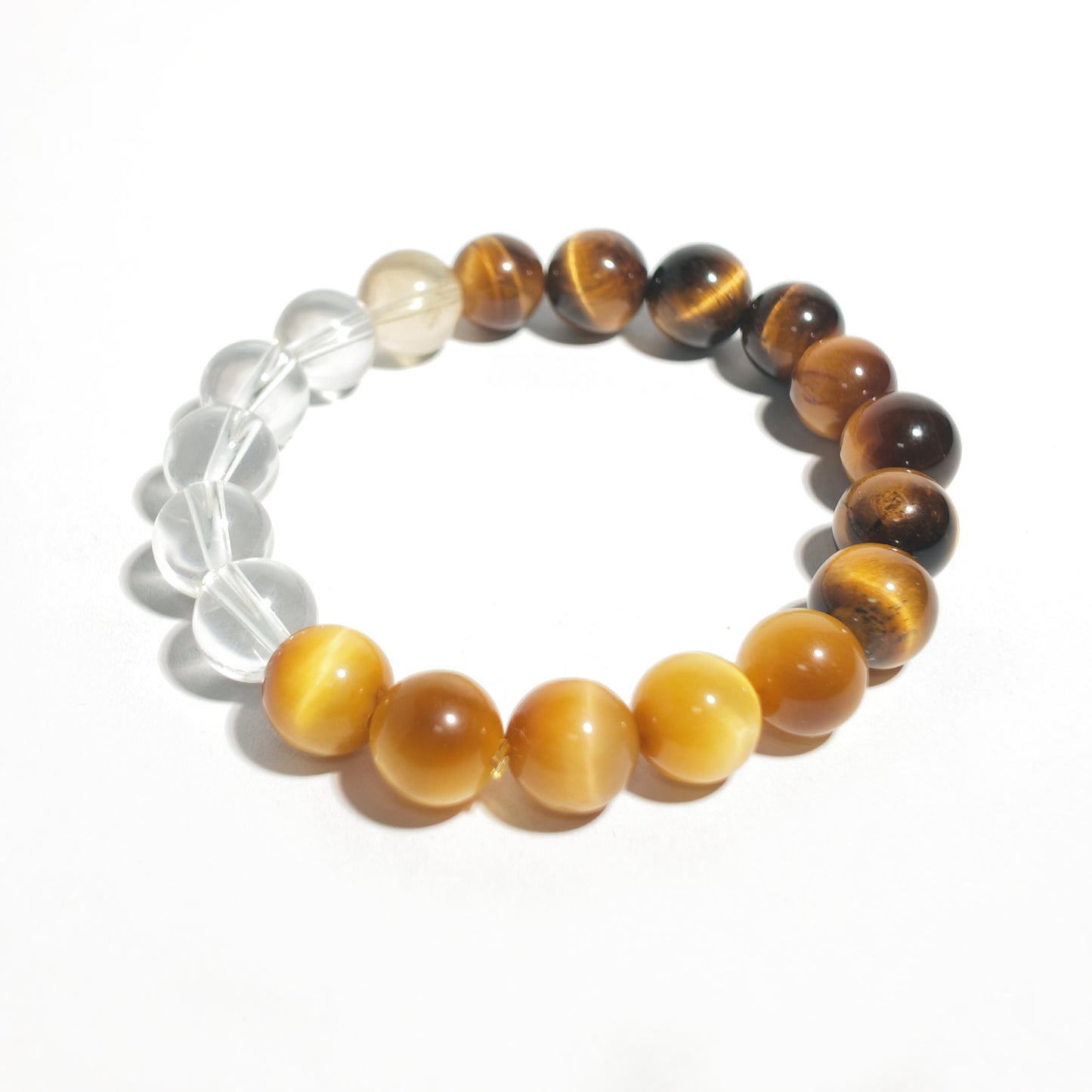 Natural Tiger's Eye & Clear Quartz Bracelet | Confidence, Focus & Protection | Inspired by Eastern Wisdom