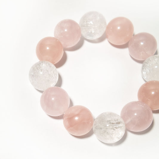 Natural Rose Quartz & Clear Quartz Bracelet | Love & Emotional Harmony | Inspired by Eastern Wisdom