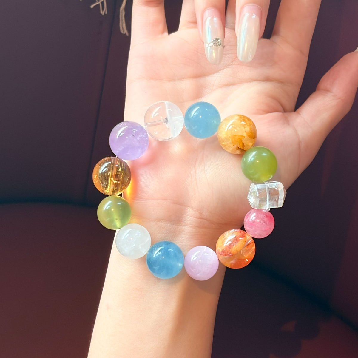 Natural Rainbow Multi-Gem Crystal Bracelet | Joy, Harmony & Colorful Energy | Inspired by Eastern Wisdom