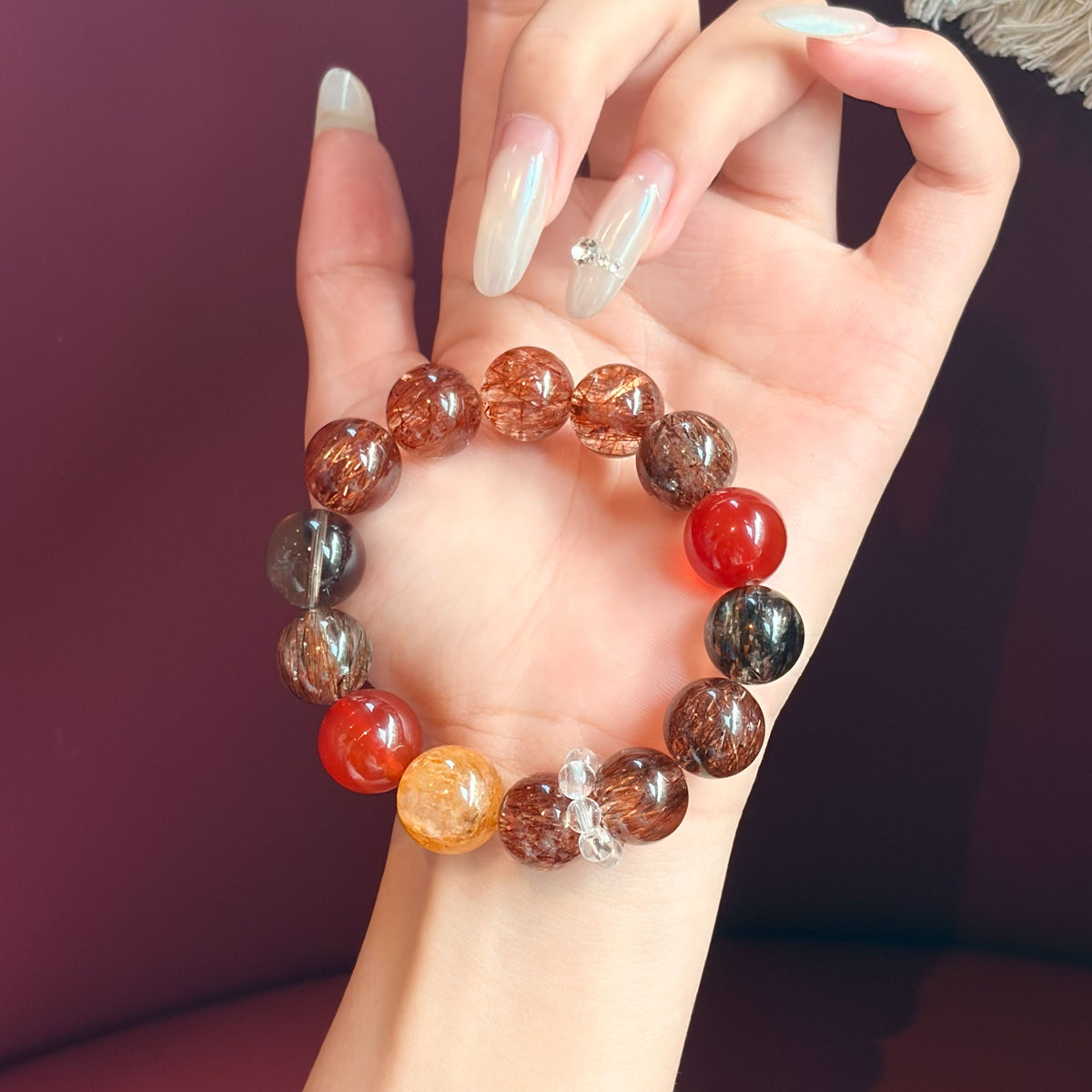 Natural Copper Rutilated Quartz Multi-Gem Bracelet | Strength, Protection & Prosperity | Inspired by Eastern Wisdom