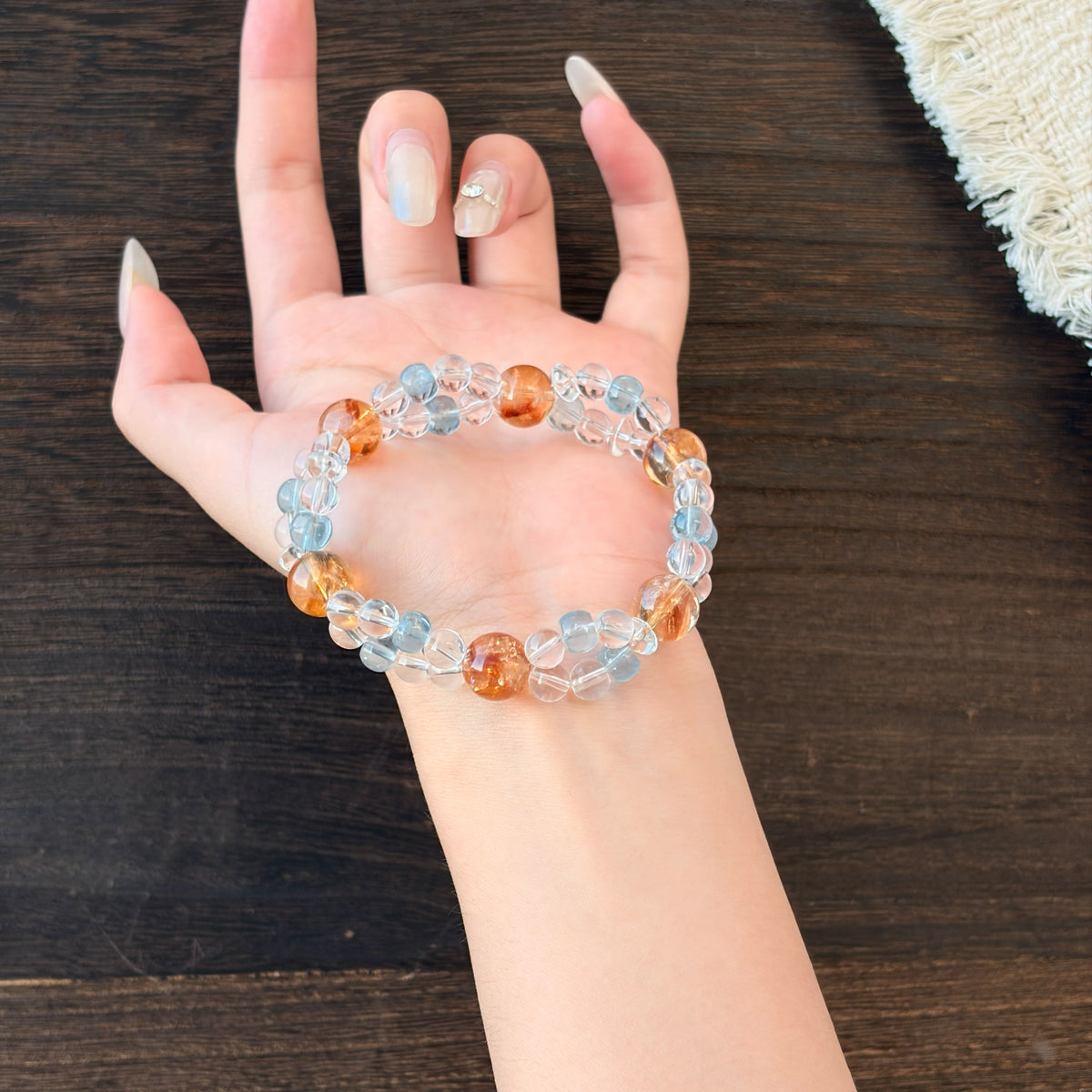 Natural Yellow Phantom Quartz, Blue Topaz & Clear Quartz Bracelet | Clarity, Confidence & Positive Energy | Inspired by Eastern Wisdom