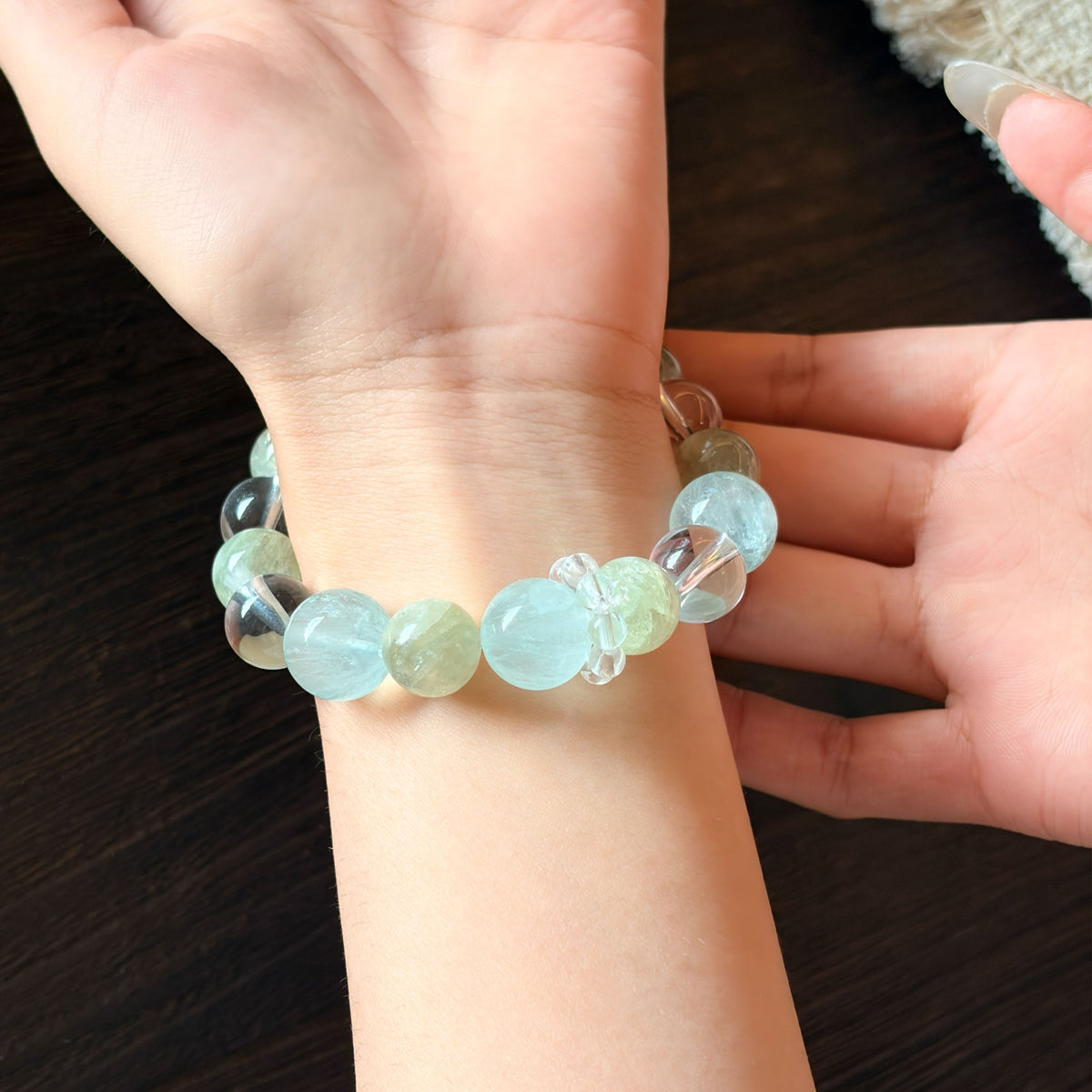 Natural Green Emerald Crystal & Mint Green Fluorite Bracelet | Growth, Fresh Energy & Harmony | Inspired by Eastern Wisdom