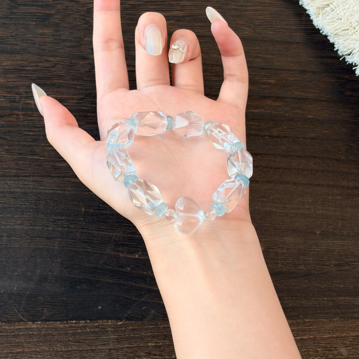 Natural Clear Quartz & Aquamarine Bracelet | Calm, Clarity & Emotional Balance | Inspired by Eastern Wisdom