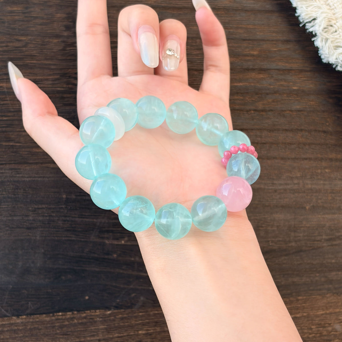 Natural Green Fluorite, Rose Quartz & White Chalcedony Bracelet | Growth, Love & Harmony | Inspired by Eastern Wisdom