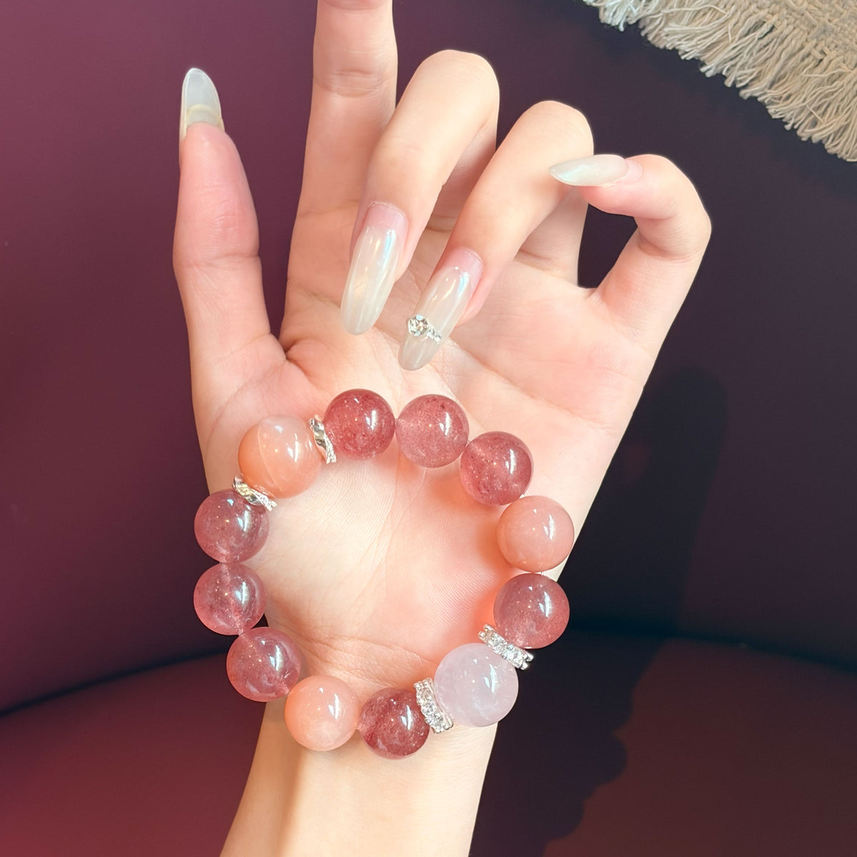 Natural Strawberry Quartz, Sunstone & Rose Quartz Bracelet | Love & Confidence | Inspired by Eastern Wisdom