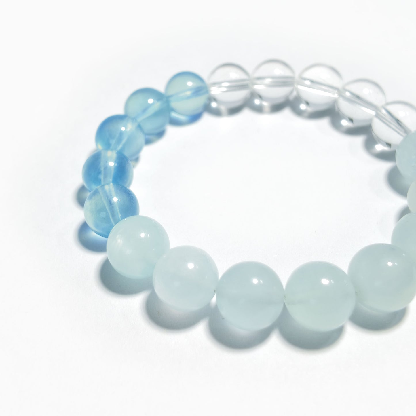 Natural Aquamarine, Moonstone & Clear Quartz Bracelet | Calm & Clarity | Inspired by Eastern Wisdom