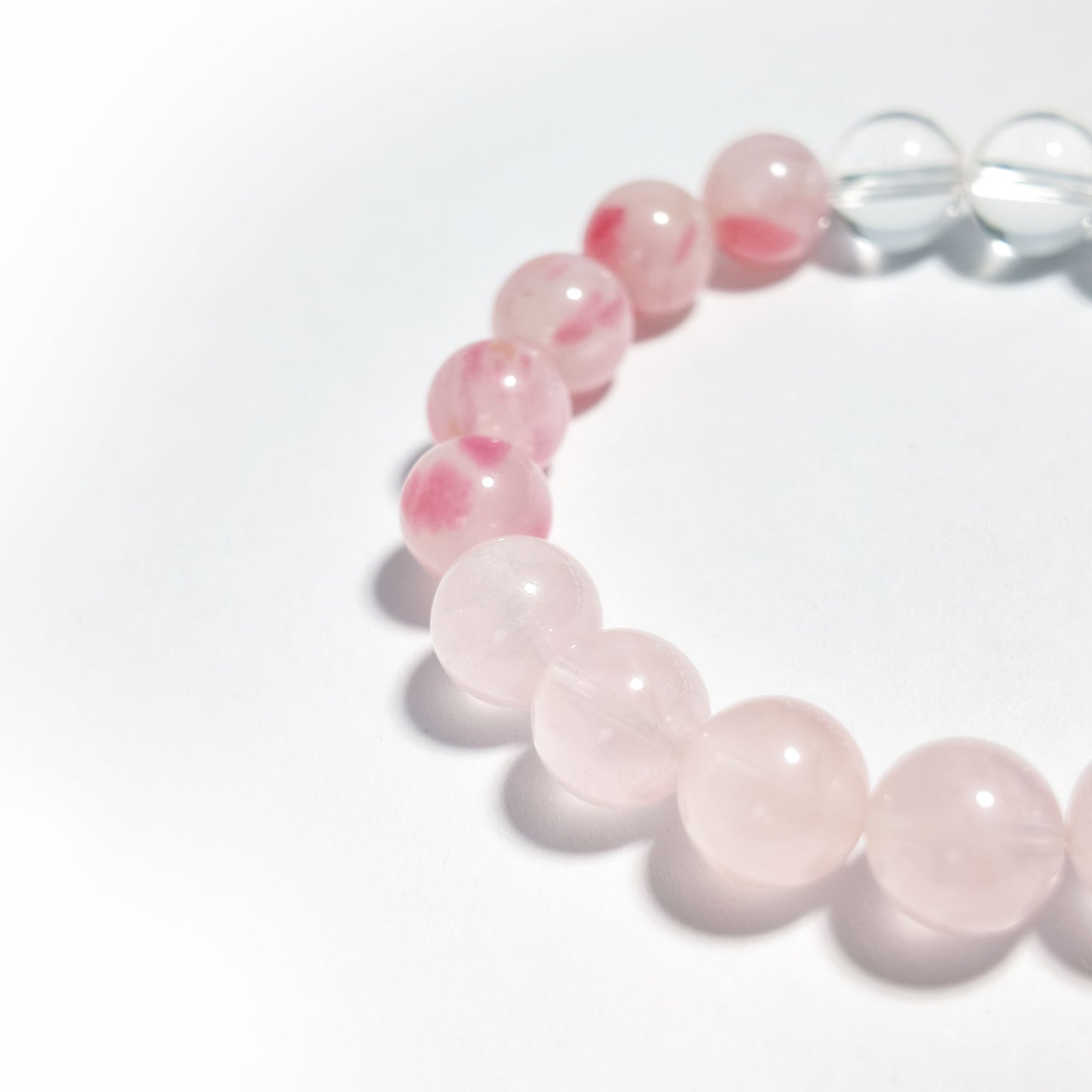 Natural Rhodonite, Rose Quartz &amp; Clear Quartz Bracelet | Love &amp; Emotional Balance | Inspired by Eastern Wisdom