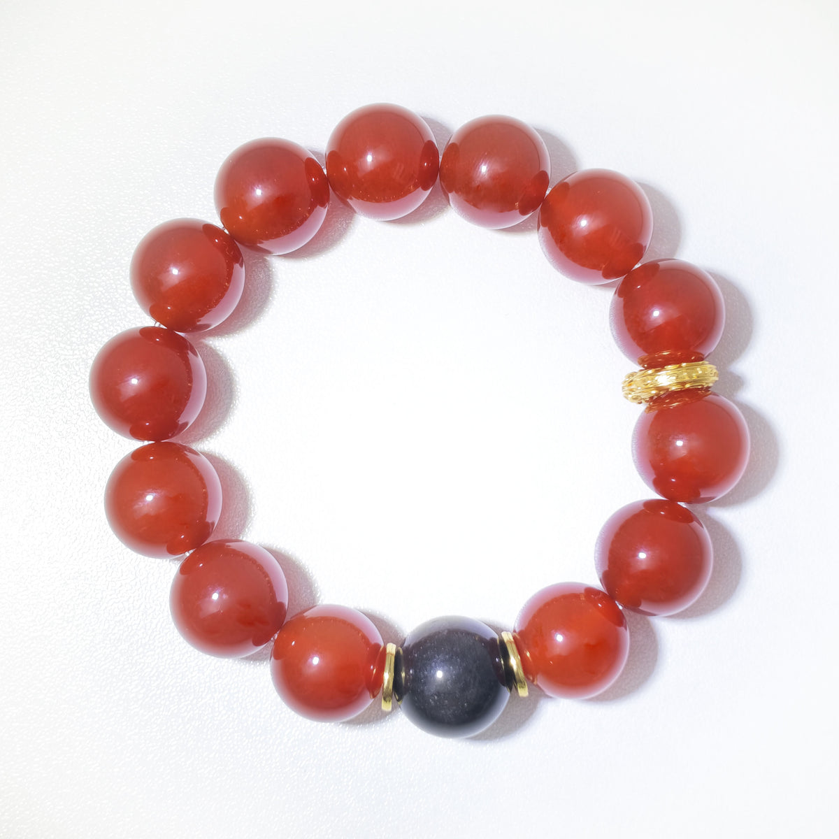 Natural Red Agate & Silver Obsidian Couple Crystal Bracelet – Love, Protection & Harmony Inspired by Eastern Wisdom