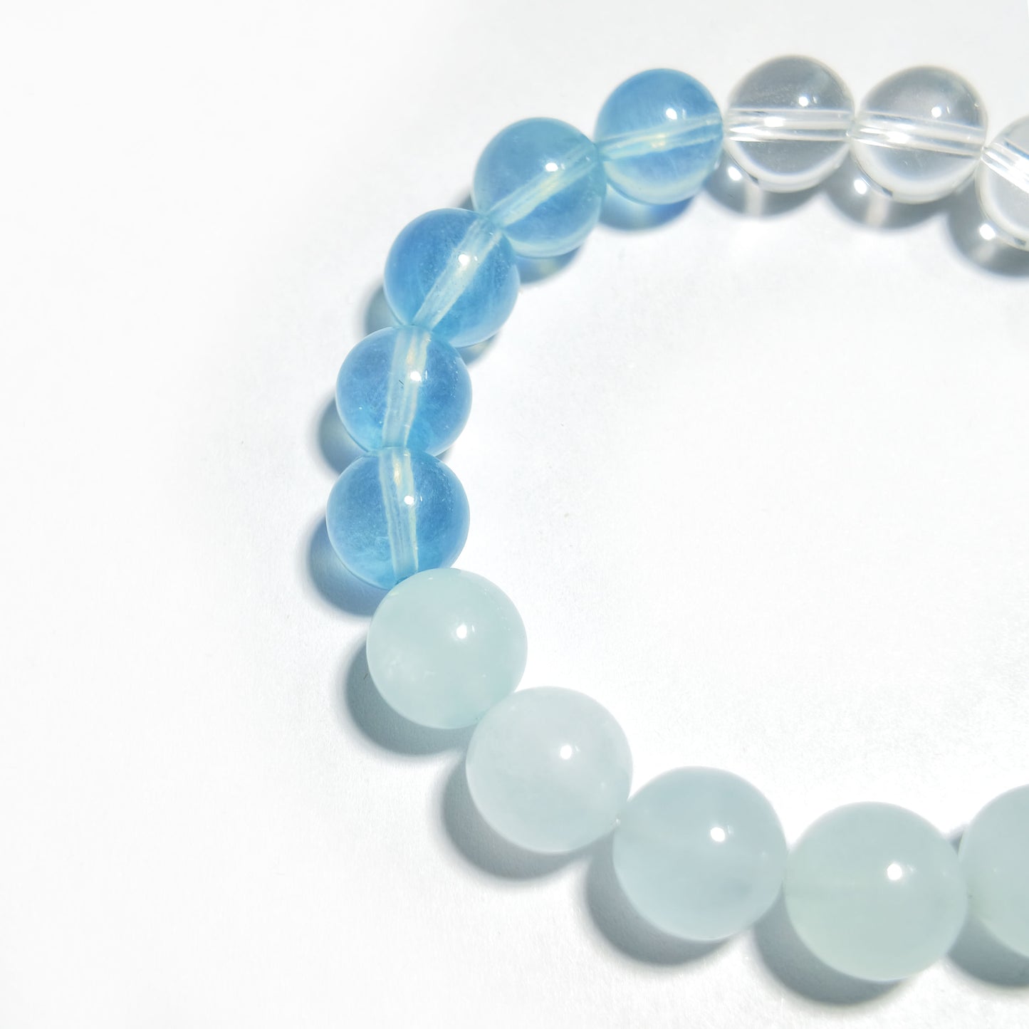 Natural Aquamarine, Moonstone & Clear Quartz Bracelet | Calm & Clarity | Inspired by Eastern Wisdom