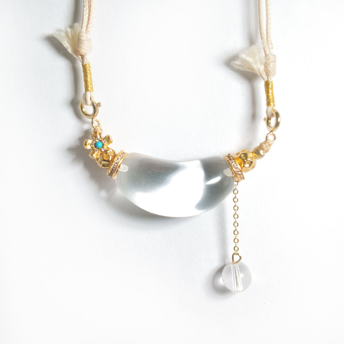 Natural Clear Quartz Curved Tube Necklace | Clarity, Balance & Harmony | Inspired by Eastern Wisdom