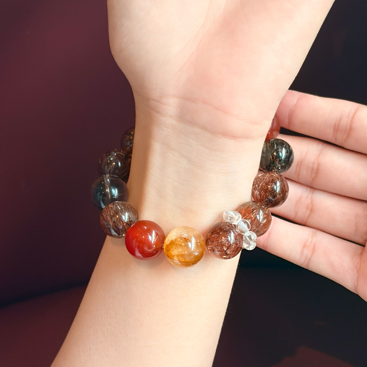 Natural Copper Rutilated Quartz Multi-Gem Bracelet | Strength, Protection & Prosperity | Inspired by Eastern Wisdom