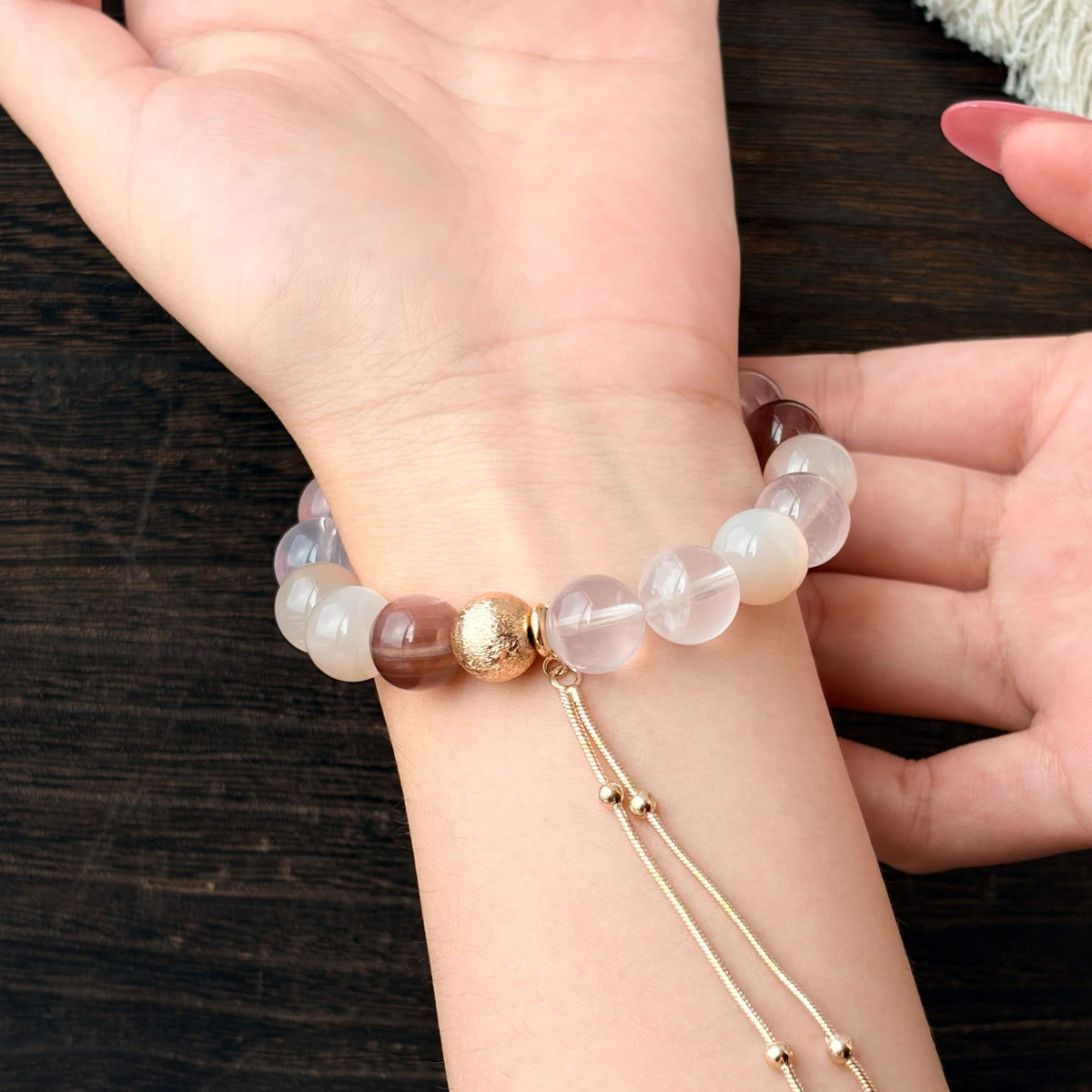 Natural Rose Quartz & Moonstone Bracelet | Love, Harmony & Emotional Balance | Inspired by Eastern Wisdom
