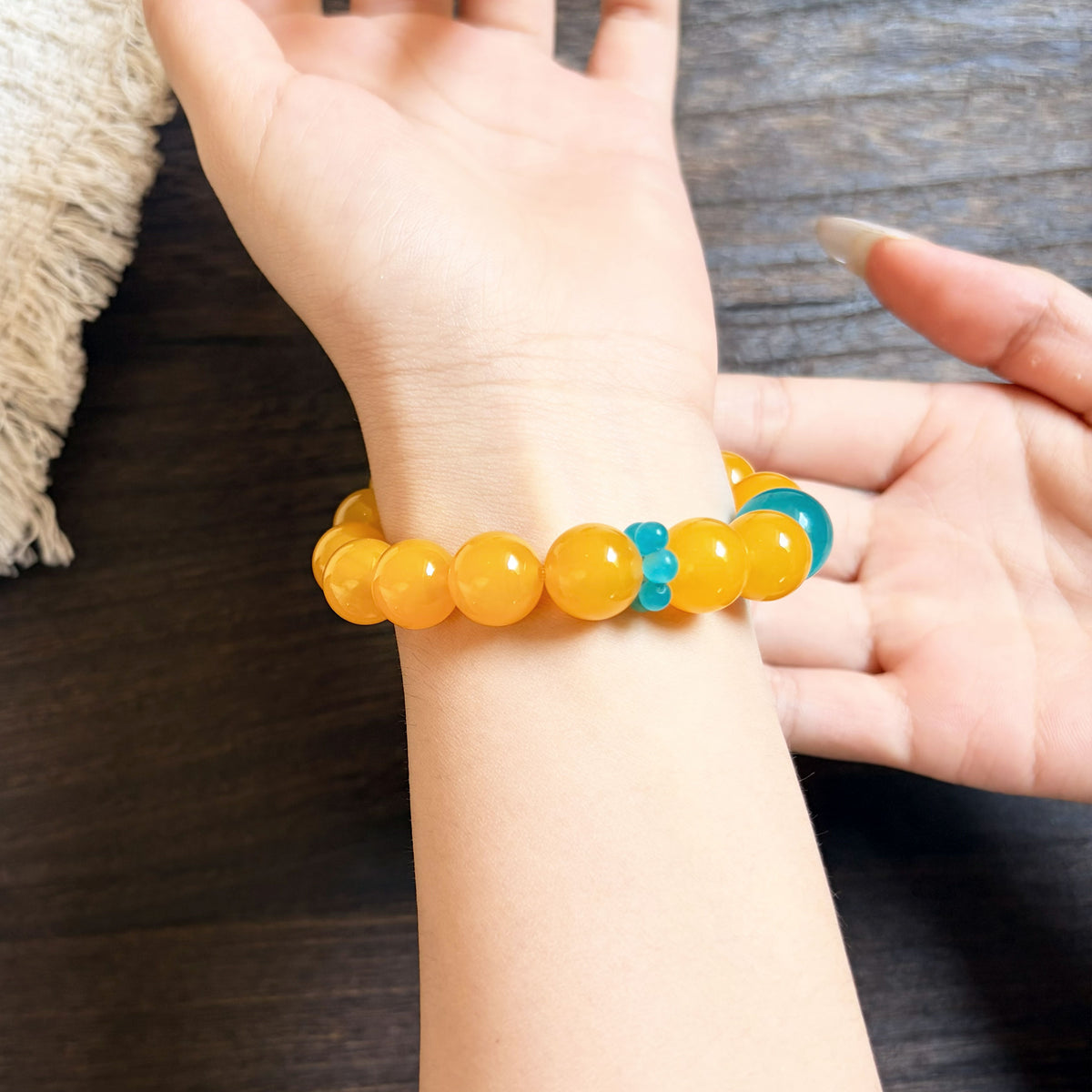 Natural Yellow Chalcedony & Amazonite Crystal Bracelet – Harmony, Confidence & Balance Inspired by Eastern Wisdom
