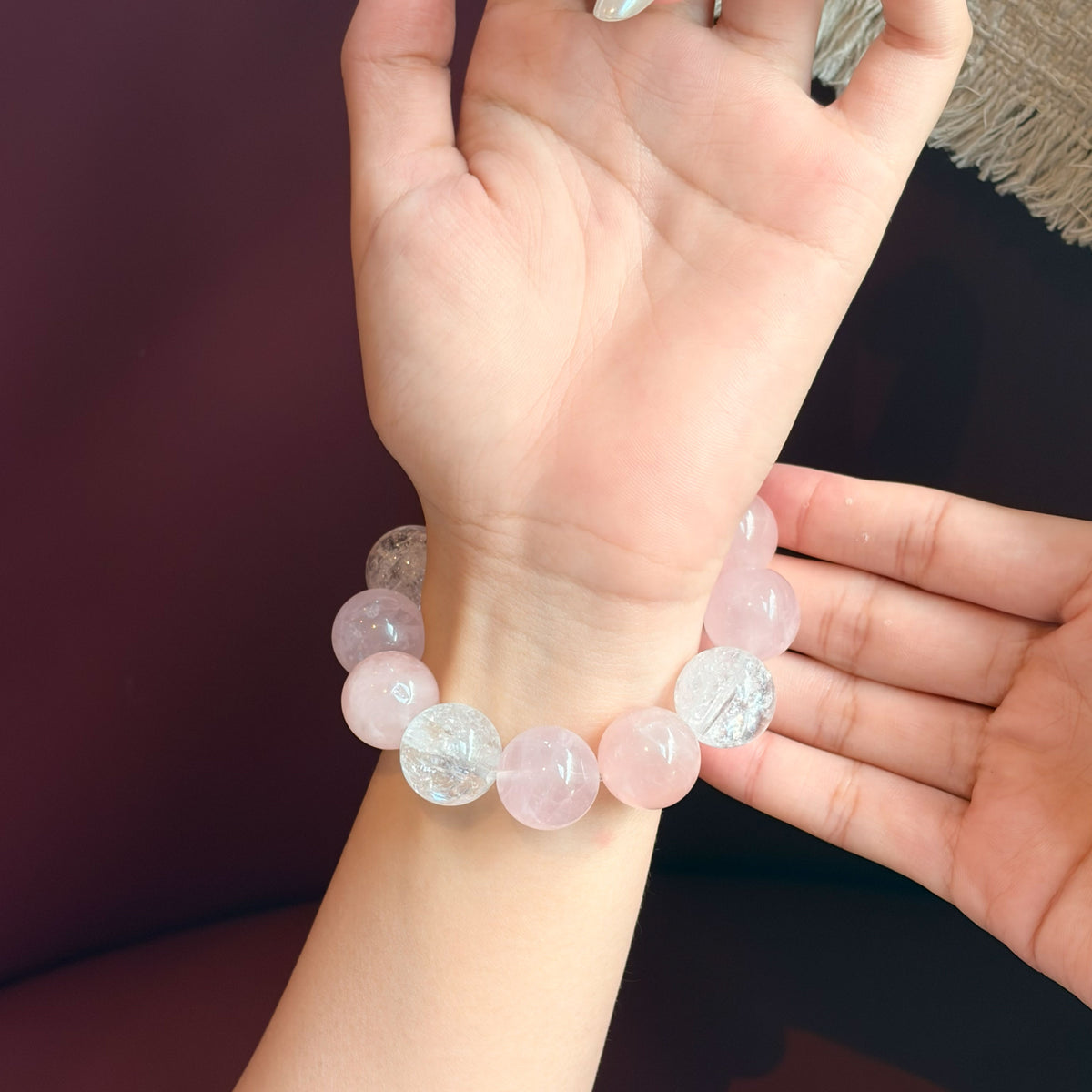 Natural Rose Quartz & Clear Quartz Bracelet | Love & Emotional Harmony | Inspired by Eastern Wisdom