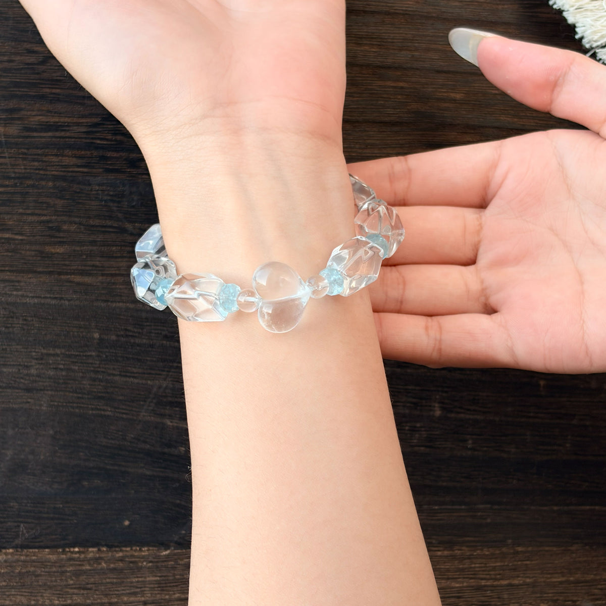 Natural Clear Quartz & Aquamarine Bracelet | Calm, Clarity & Emotional Balance | Inspired by Eastern Wisdom