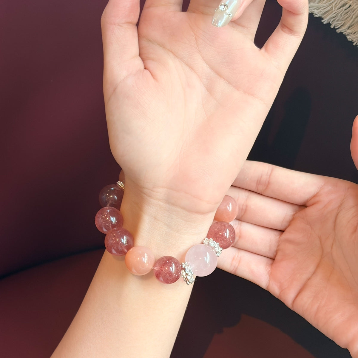 Natural Strawberry Quartz, Sunstone & Rose Quartz Bracelet | Love & Confidence | Inspired by Eastern Wisdom