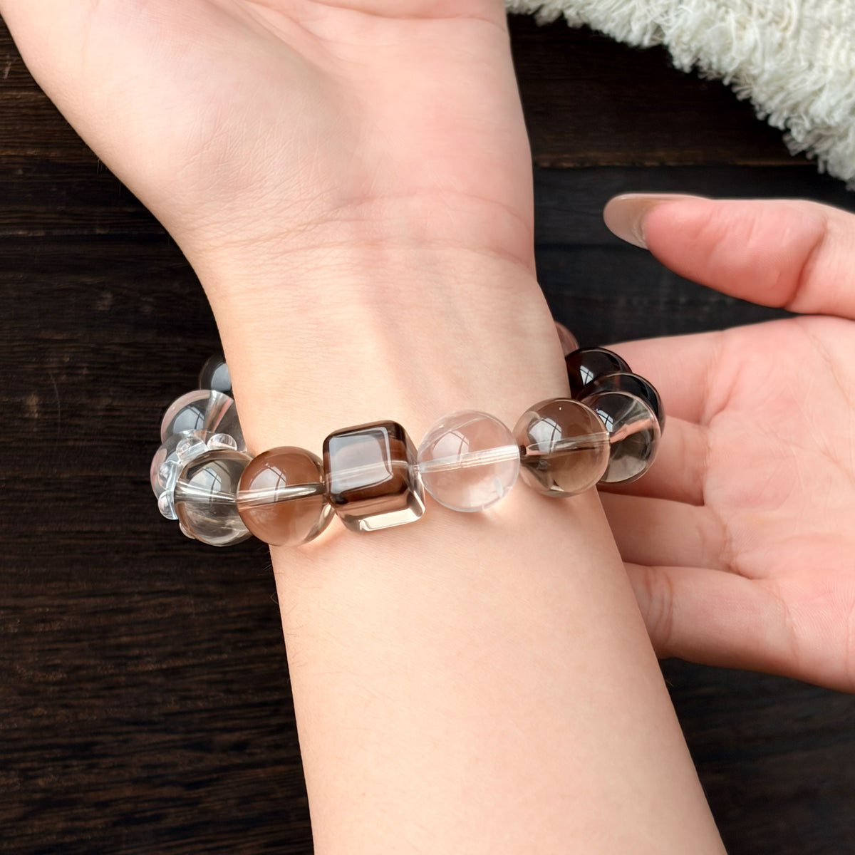Natural Smoky Quartz, Black Rutilated Quartz & Clear Quartz Bracelet | Grounding, Protection & Balance | Inspired by Eastern Wisdom