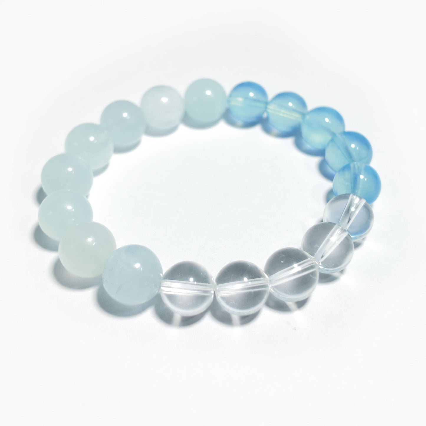 Natural Aquamarine, Moonstone & Clear Quartz Bracelet | Calm & Clarity | Inspired by Eastern Wisdom