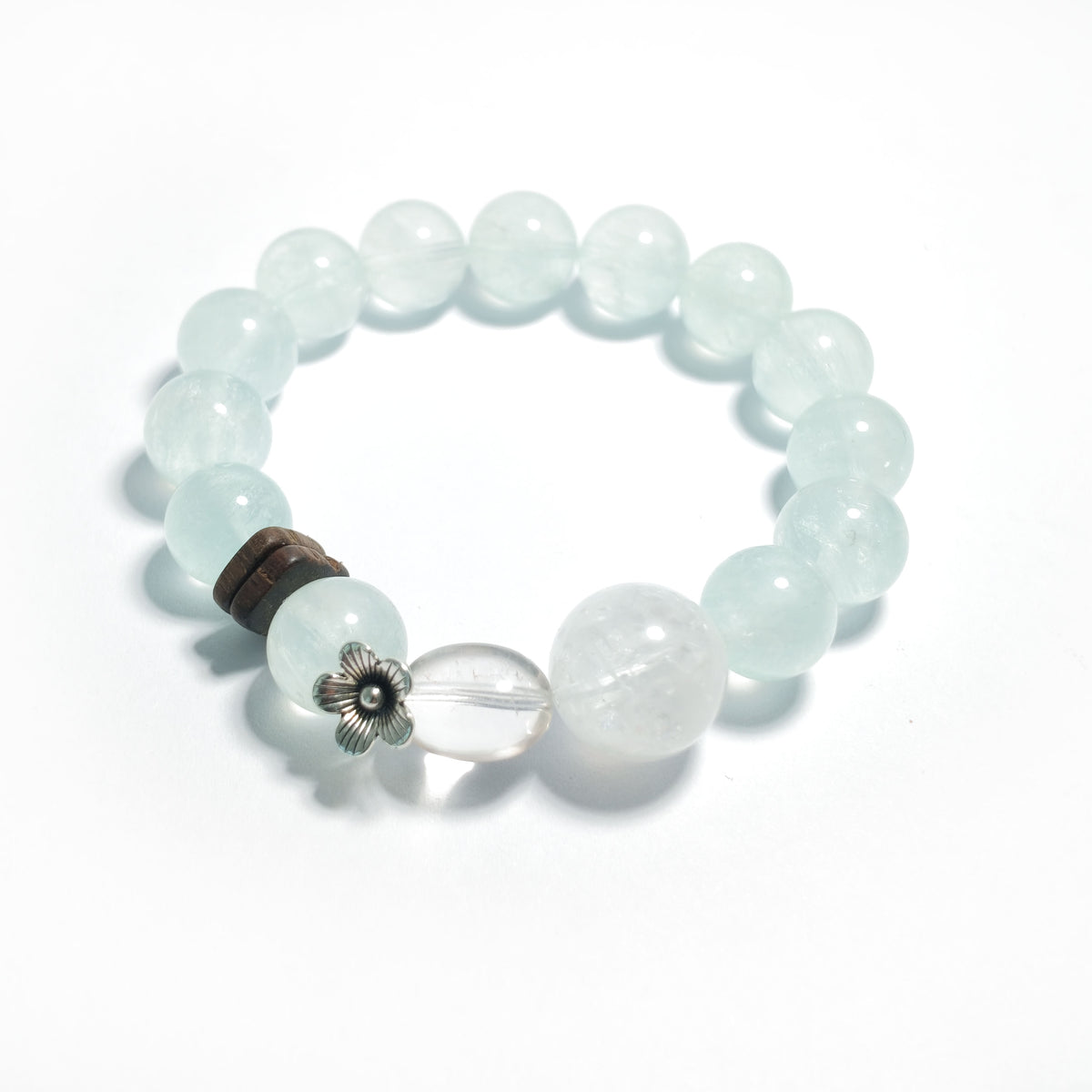 Natural Green Fluorite & Clear Quartz Bracelet | Growth, Clarity & Harmony | Inspired by Eastern Wisdom