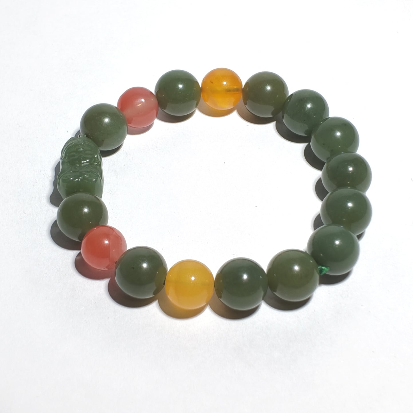 Natural Hetian Jade, Amber & Nanhong Agate Bracelet | Harmony, Protection & Good Fortune | Inspired by Eastern Wisdom