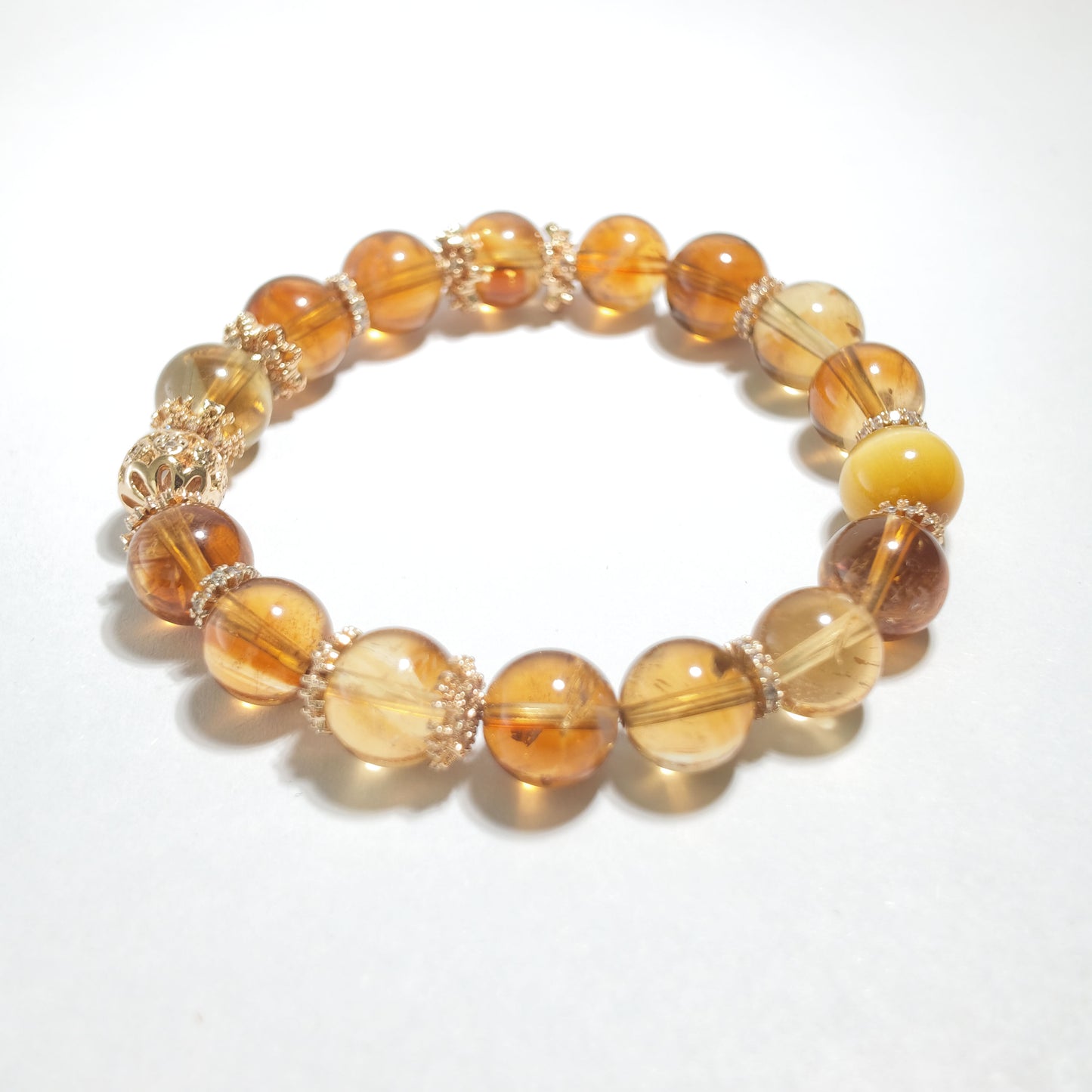 Natural Golden Rutilated Quartz & Tiger's Eye Bracelet | Abundance, Confidence & Protection | Inspired by Eastern Wisdom