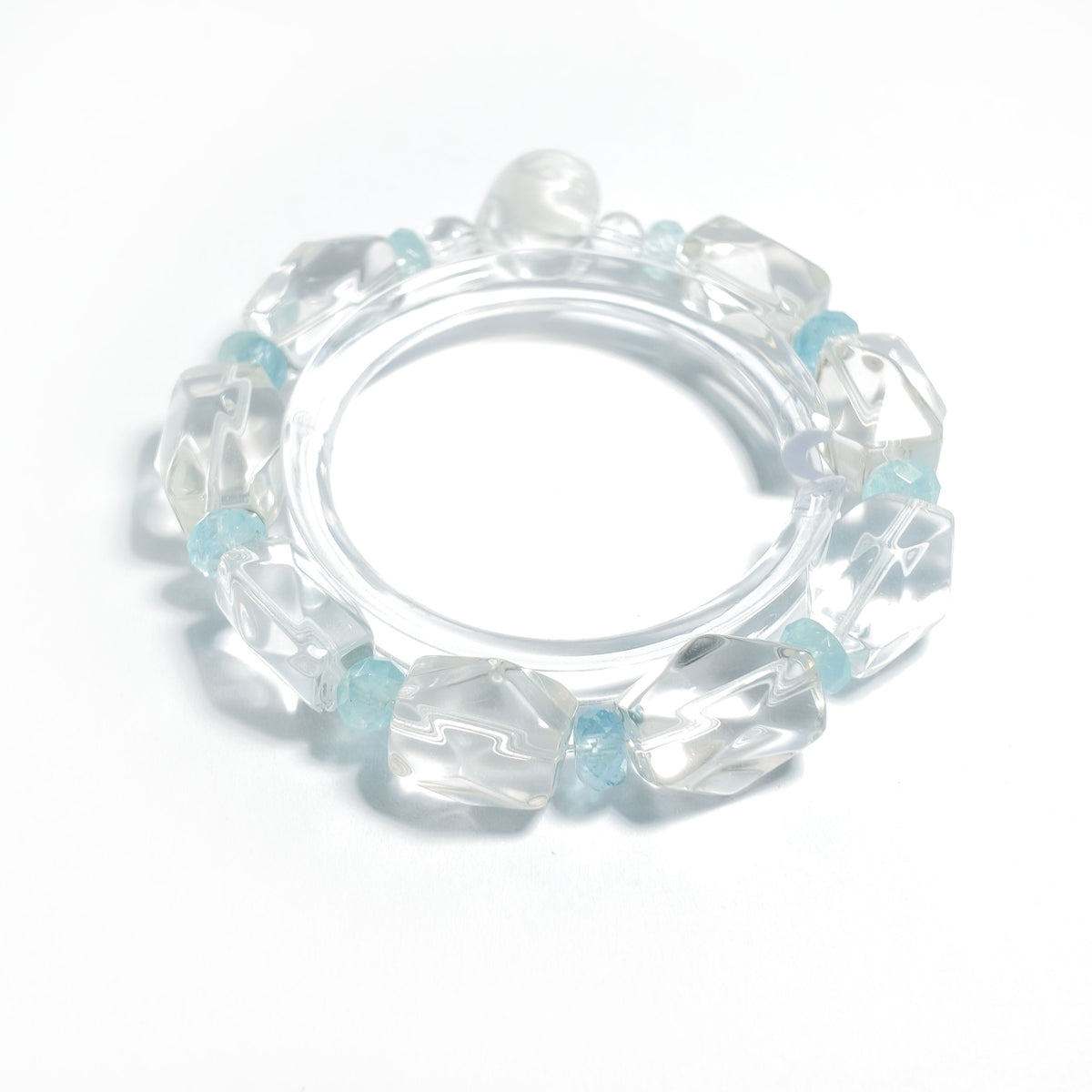 Natural Clear Quartz & Aquamarine Bracelet | Calm, Clarity & Emotional Balance | Inspired by Eastern Wisdom