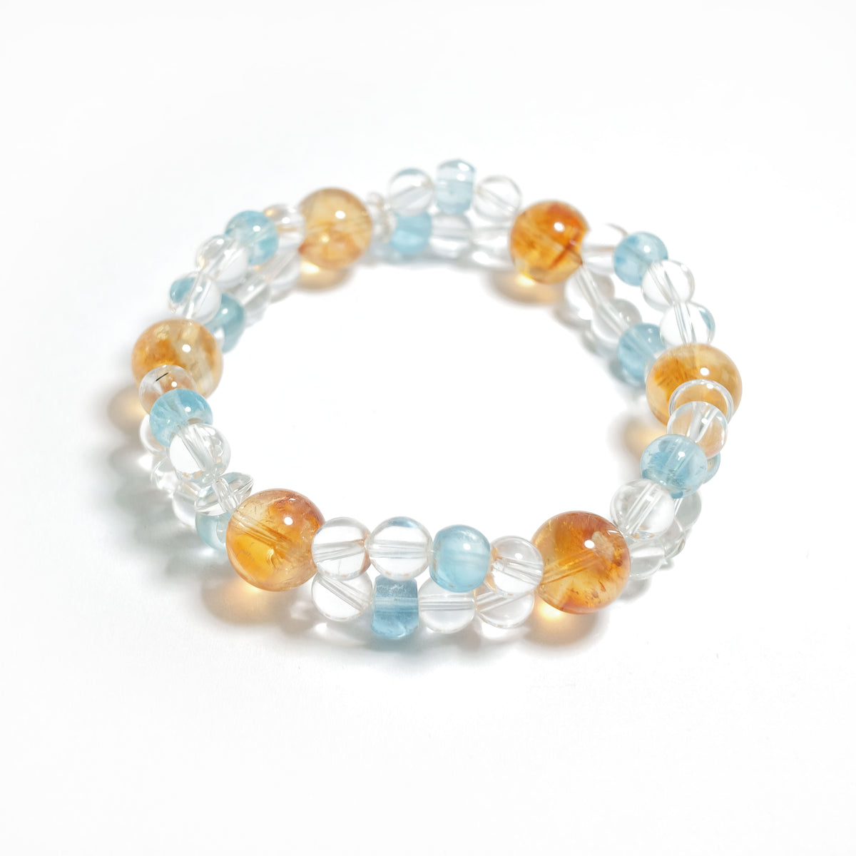 Natural Yellow Phantom Quartz, Blue Topaz & Clear Quartz Bracelet | Clarity, Confidence & Positive Energy | Inspired by Eastern Wisdom