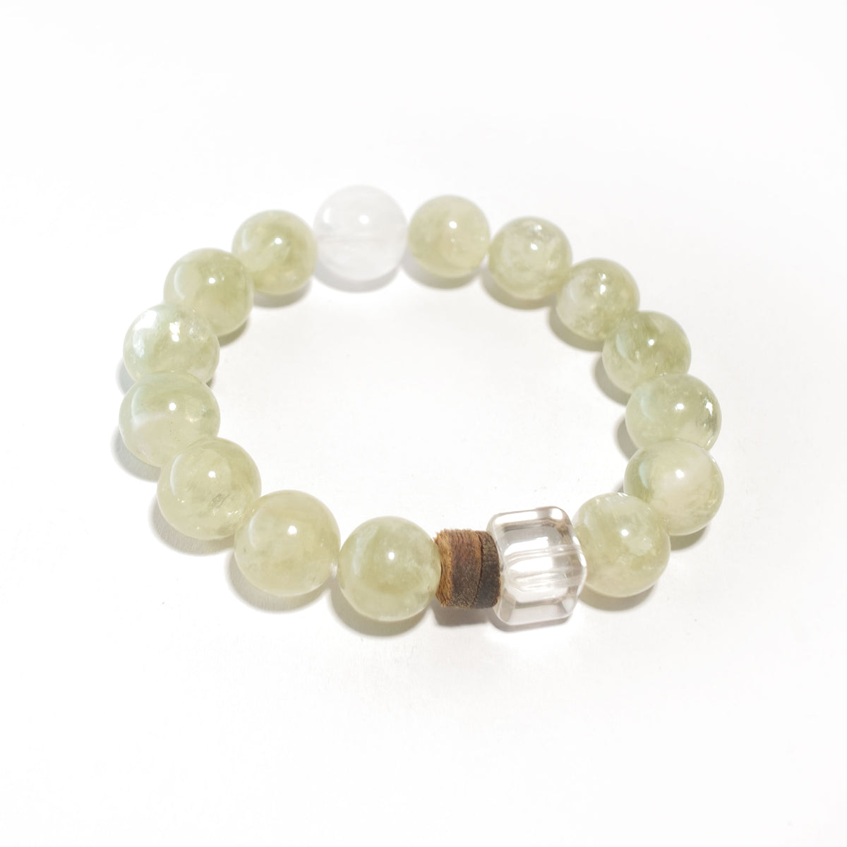 Natural Emerald Crystal, White Phantom Quartz & Clear Quartz Bracelet | Growth, Clarity & Prosperity | Inspired by Eastern Wisdom