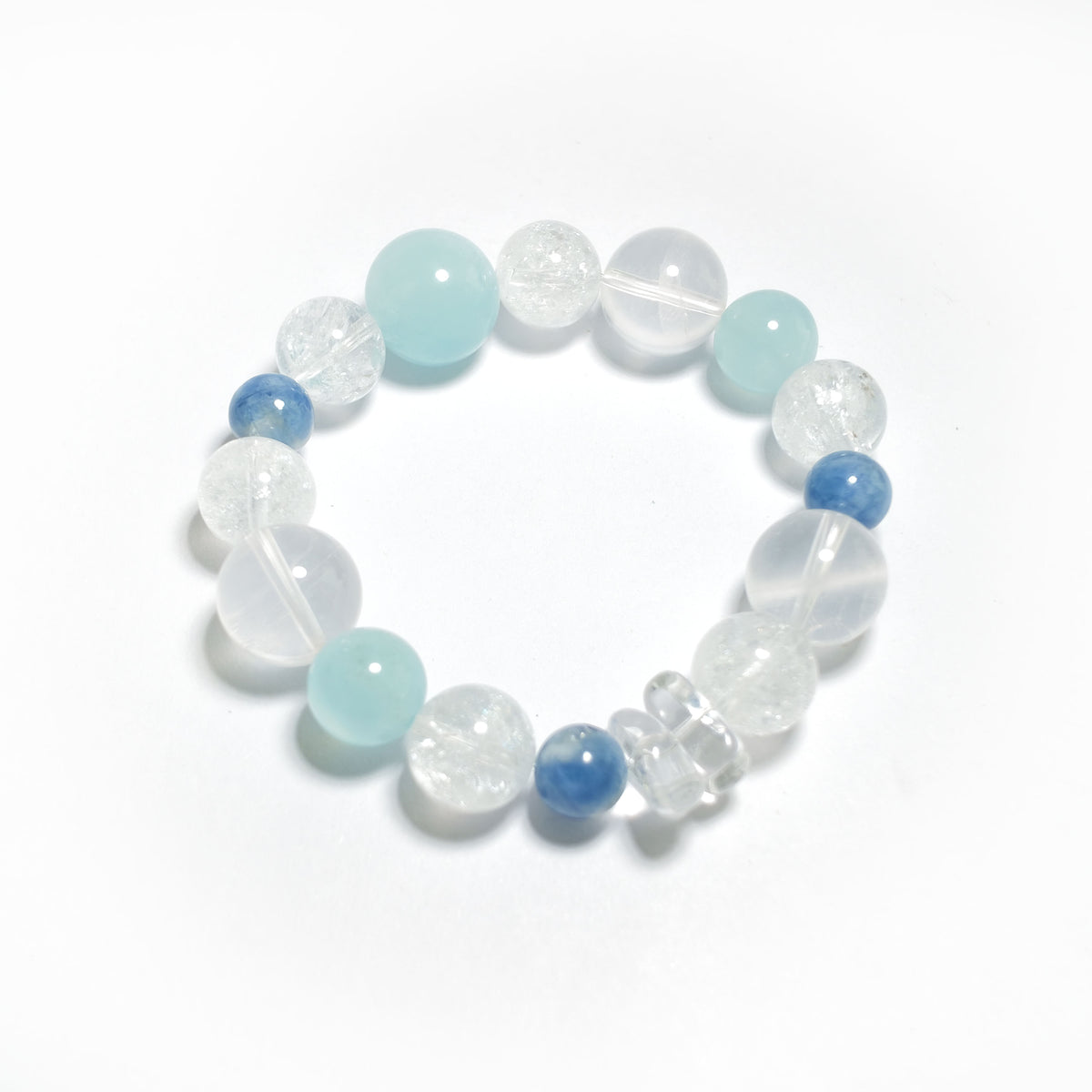 Natural Clear Quartz, Aquamarine & Blue Lace Agate Bracelet | Calmness, Clarity & Harmony | Inspired by Eastern Wisdom