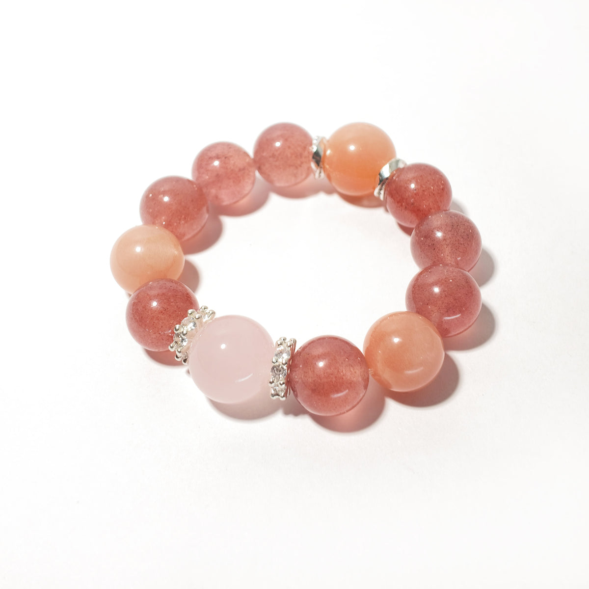 Natural Strawberry Quartz, Sunstone & Rose Quartz Bracelet | Love & Confidence | Inspired by Eastern Wisdom
