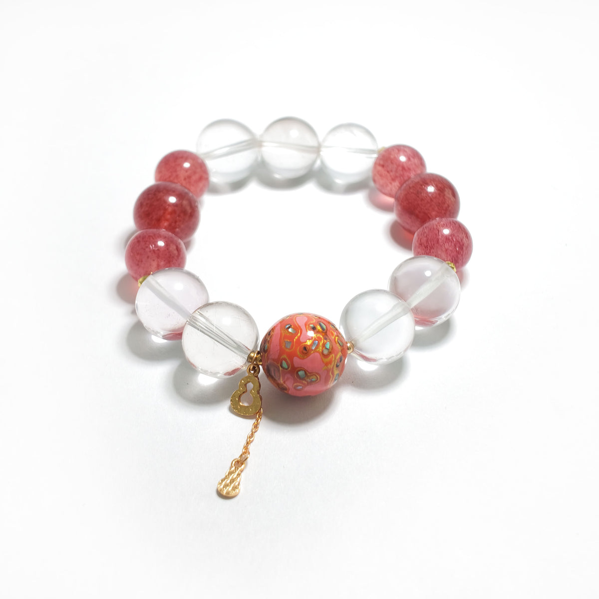 Natural Strawberry Quartz & Clear Quartz Bracelet | Love, Harmony & Confidence | Inspired by Eastern Wisdom