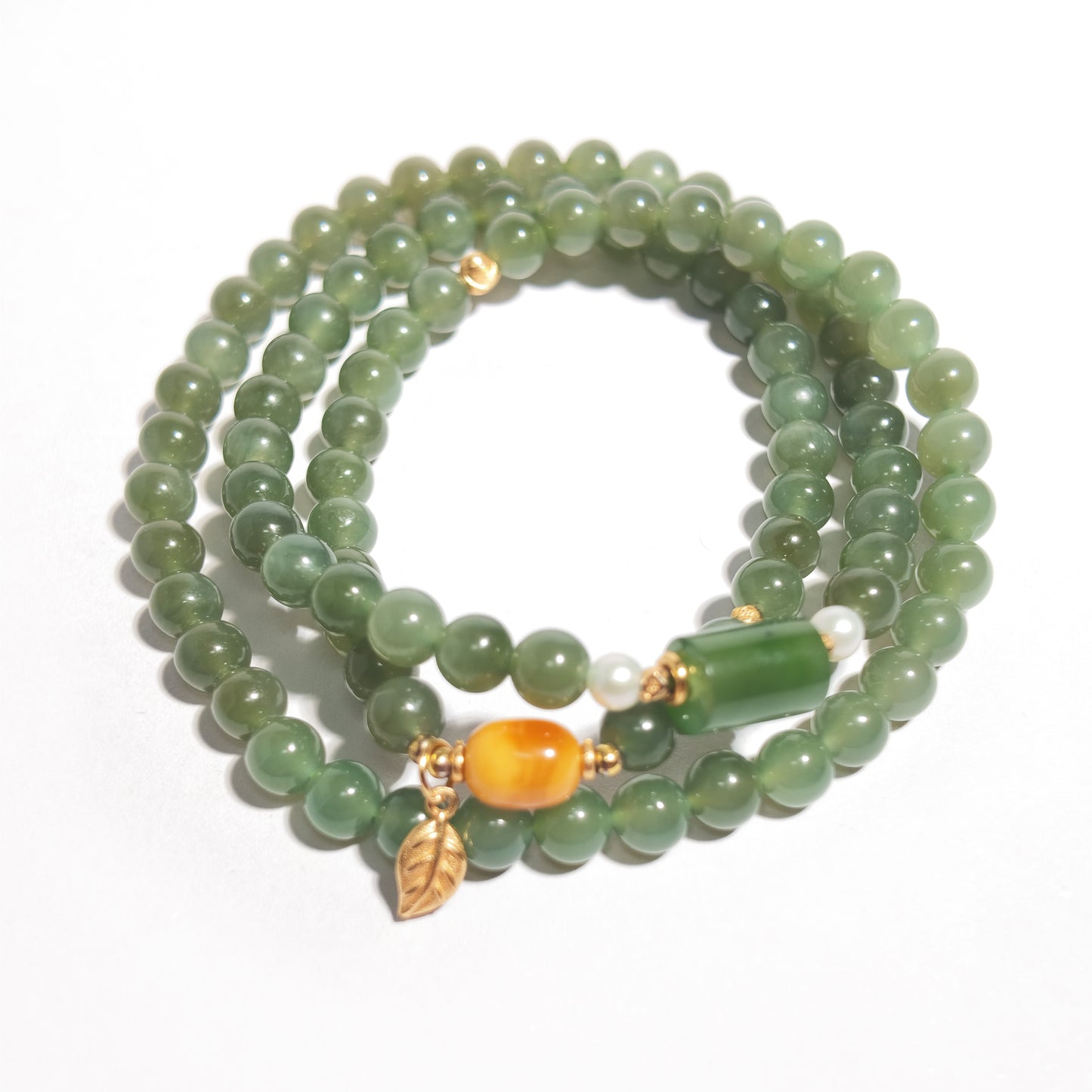 Natural Hetian Jade & Amber Multi-Layer Bracelet | Harmony, Protection & Timeless Beauty | Inspired by Eastern Wisdom