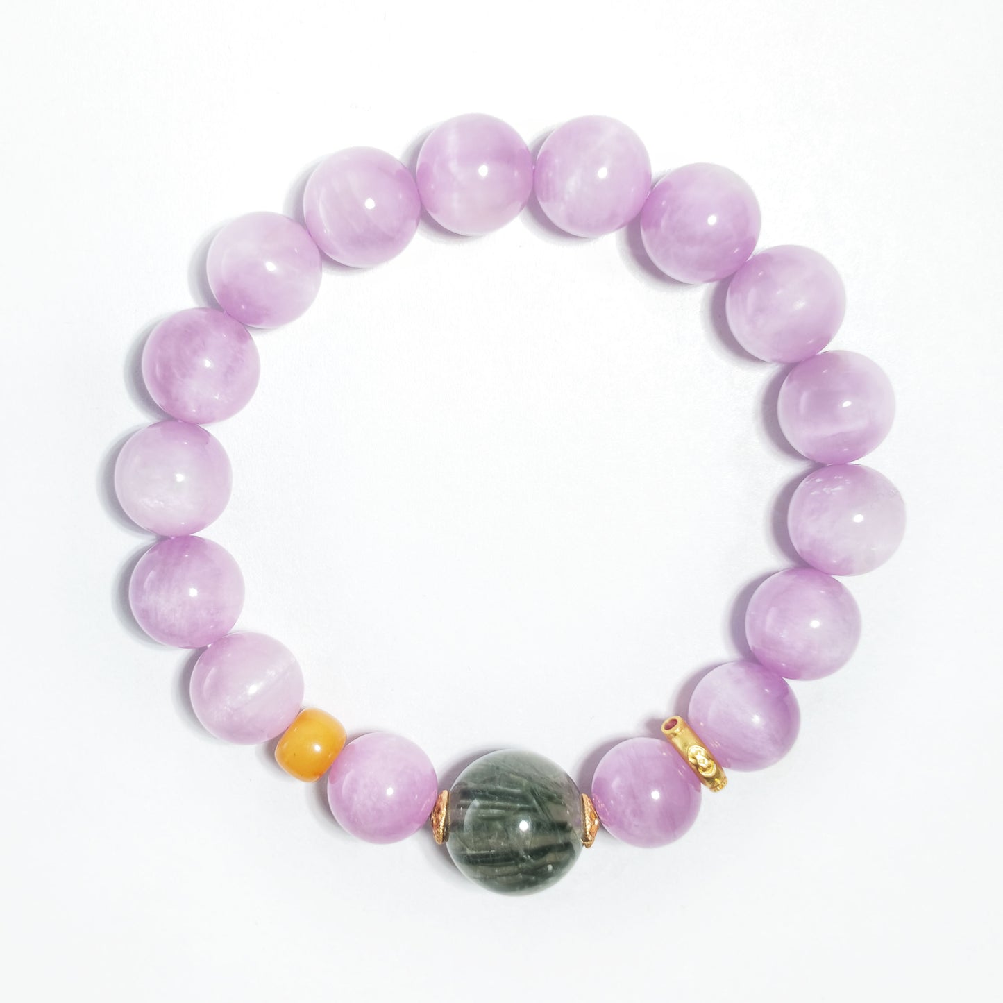 Natural Kunzite & Green Rutilated Quartz Bracelet | Love, Growth & Harmony | Inspired by Eastern Wisdom