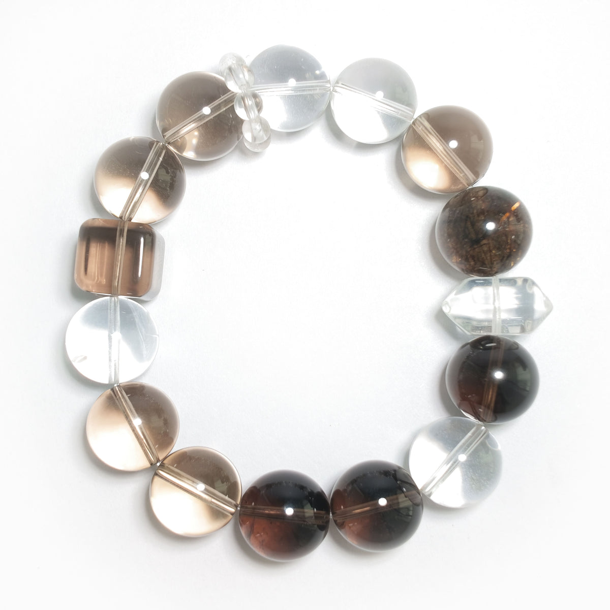 Natural Smoky Quartz, Black Rutilated Quartz & Clear Quartz Bracelet | Grounding, Protection & Balance | Inspired by Eastern Wisdom