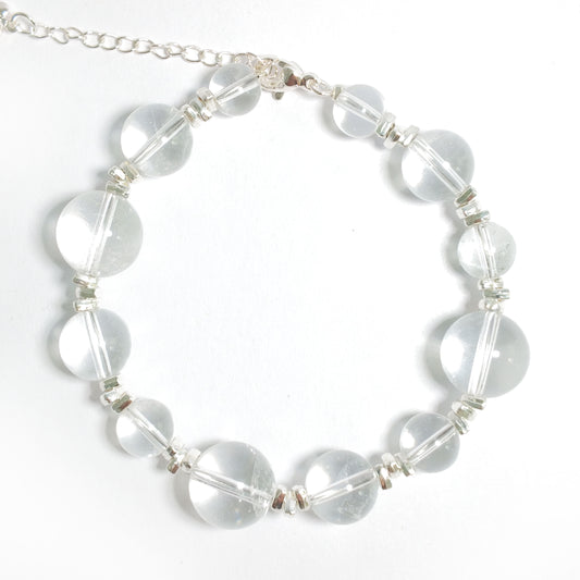 Natural Clear Quartz Bubble Bead Bracelet | Purity, Balance & Positive Energy | Inspired by Eastern Wisdom