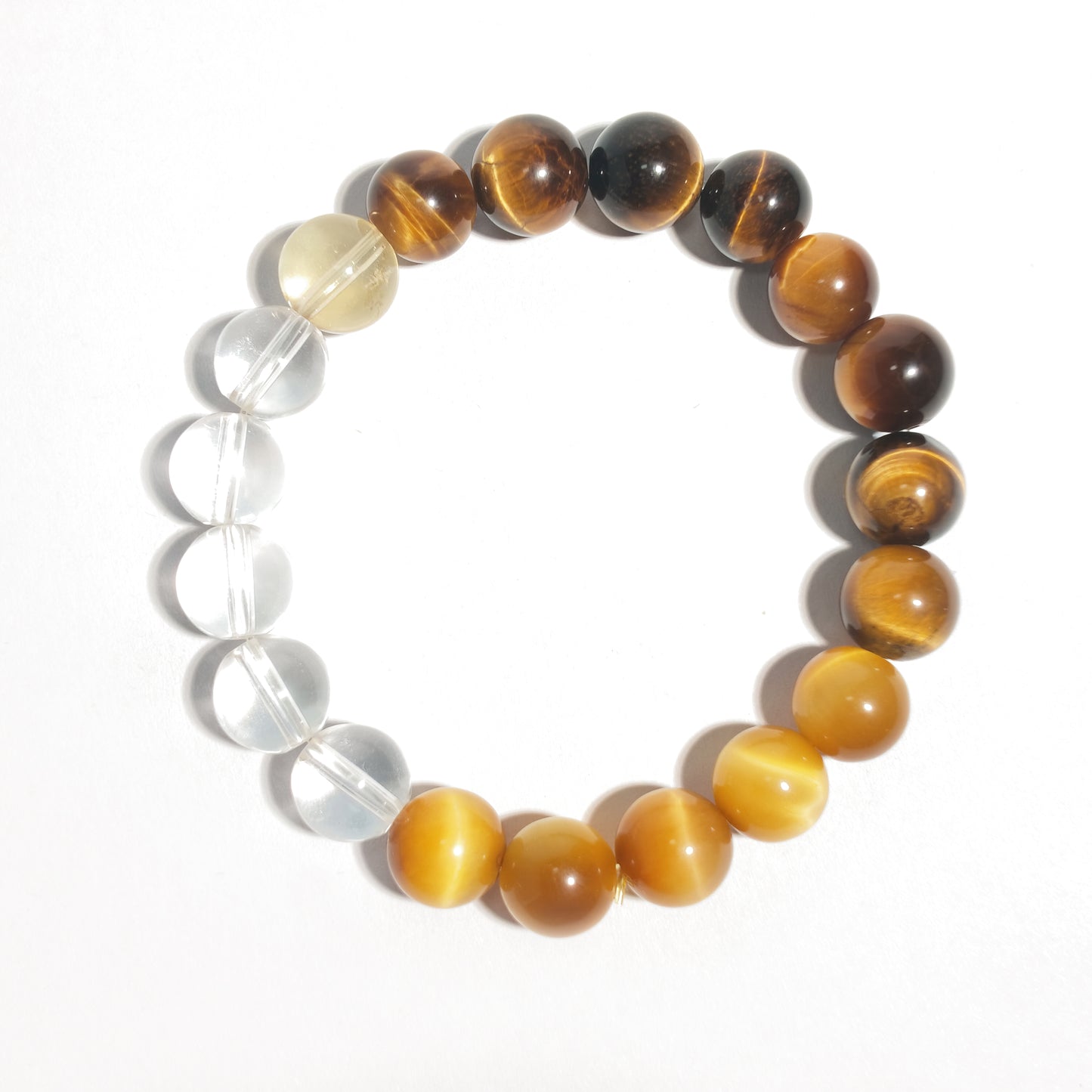 Natural Tiger's Eye & Clear Quartz Bracelet | Confidence, Focus & Protection | Inspired by Eastern Wisdom