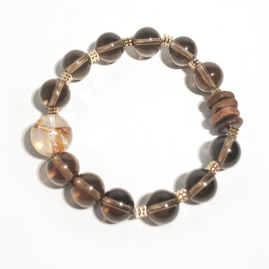 Natural Smoky Quartz & Red Phantom Quartz Bracelet | Transformation, Growth & Inner Strength | Inspired by Eastern Wisdom