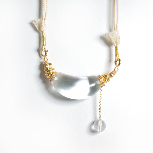 Natural Clear Quartz Curved Tube Necklace | Clarity, Balance & Harmony | Inspired by Eastern Wisdom