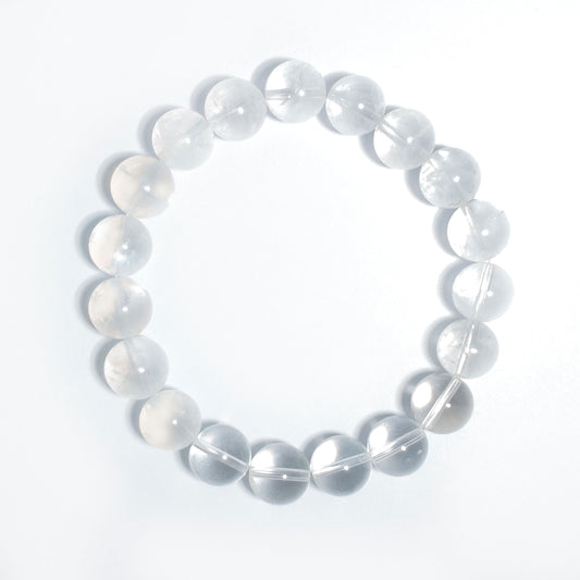Natural Clear Quartz, White Phantom Quartz & Moonstone Bracelet | Purity, Growth & Inner Balance | Inspired by Eastern Wisdom