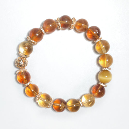 Natural Golden Rutilated Quartz & Tiger's Eye Bracelet | Abundance, Confidence & Protection | Inspired by Eastern Wisdom