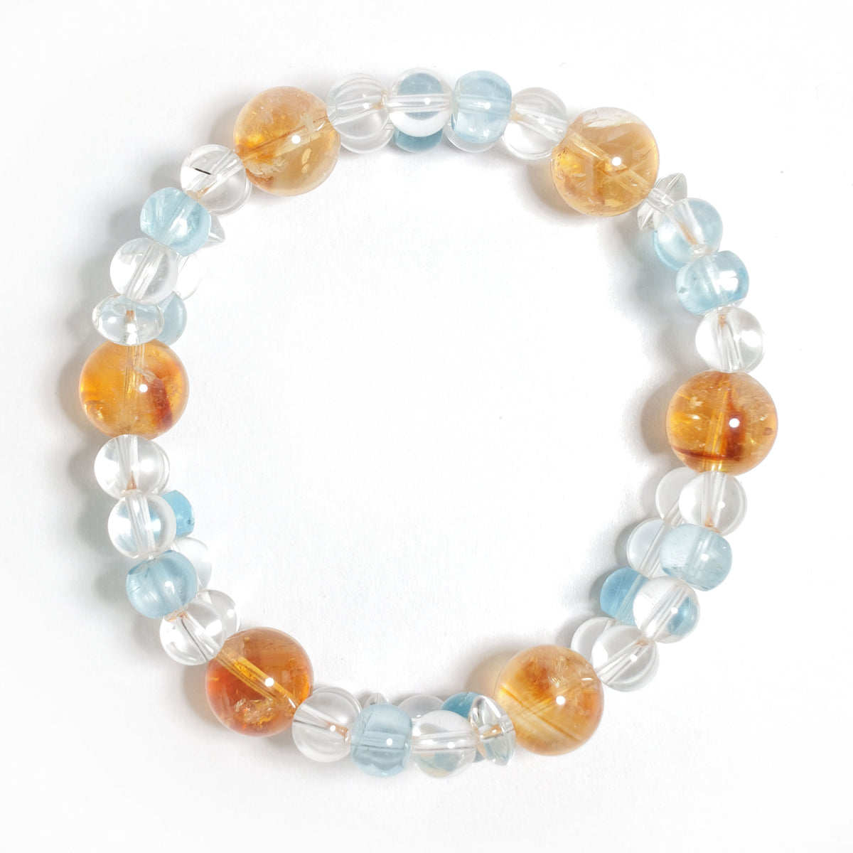 Natural Yellow Phantom Quartz, Blue Topaz & Clear Quartz Bracelet | Clarity, Confidence & Positive Energy | Inspired by Eastern Wisdom