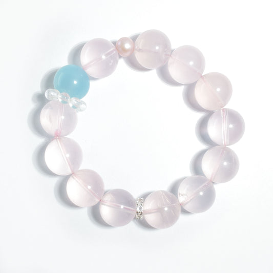 Natural Rose Quartz & Aquamarine Bracelet | Love, Calmness & Emotional Harmony | Inspired by Eastern Wisdom