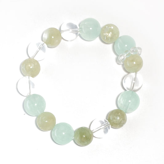 Natural Green Emerald Crystal & Mint Green Fluorite Bracelet | Growth, Fresh Energy & Harmony | Inspired by Eastern Wisdom