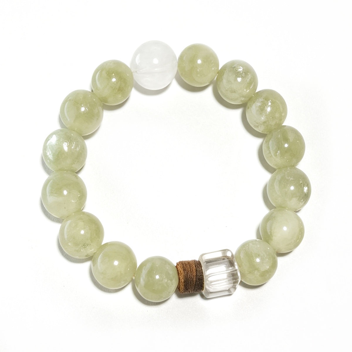 Natural Emerald Crystal, White Phantom Quartz & Clear Quartz Bracelet | Growth, Clarity & Prosperity | Inspired by Eastern Wisdom