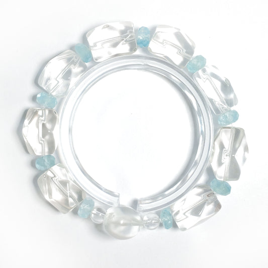 Natural Clear Quartz & Aquamarine Bracelet | Calm, Clarity & Emotional Balance | Inspired by Eastern Wisdom