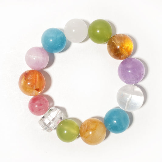 Natural Rainbow Multi-Gem Crystal Bracelet | Joy, Harmony & Colorful Energy | Inspired by Eastern Wisdom