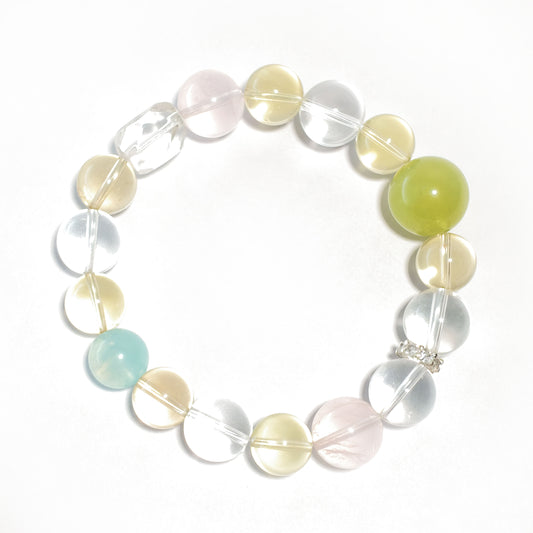 Natural Citrine, Rose Quartz, Clear Quartz, Aquamarine & Xiuyan Jade Bracelet | Love, Abundance & Harmony | Inspired by Eastern Wisdom
